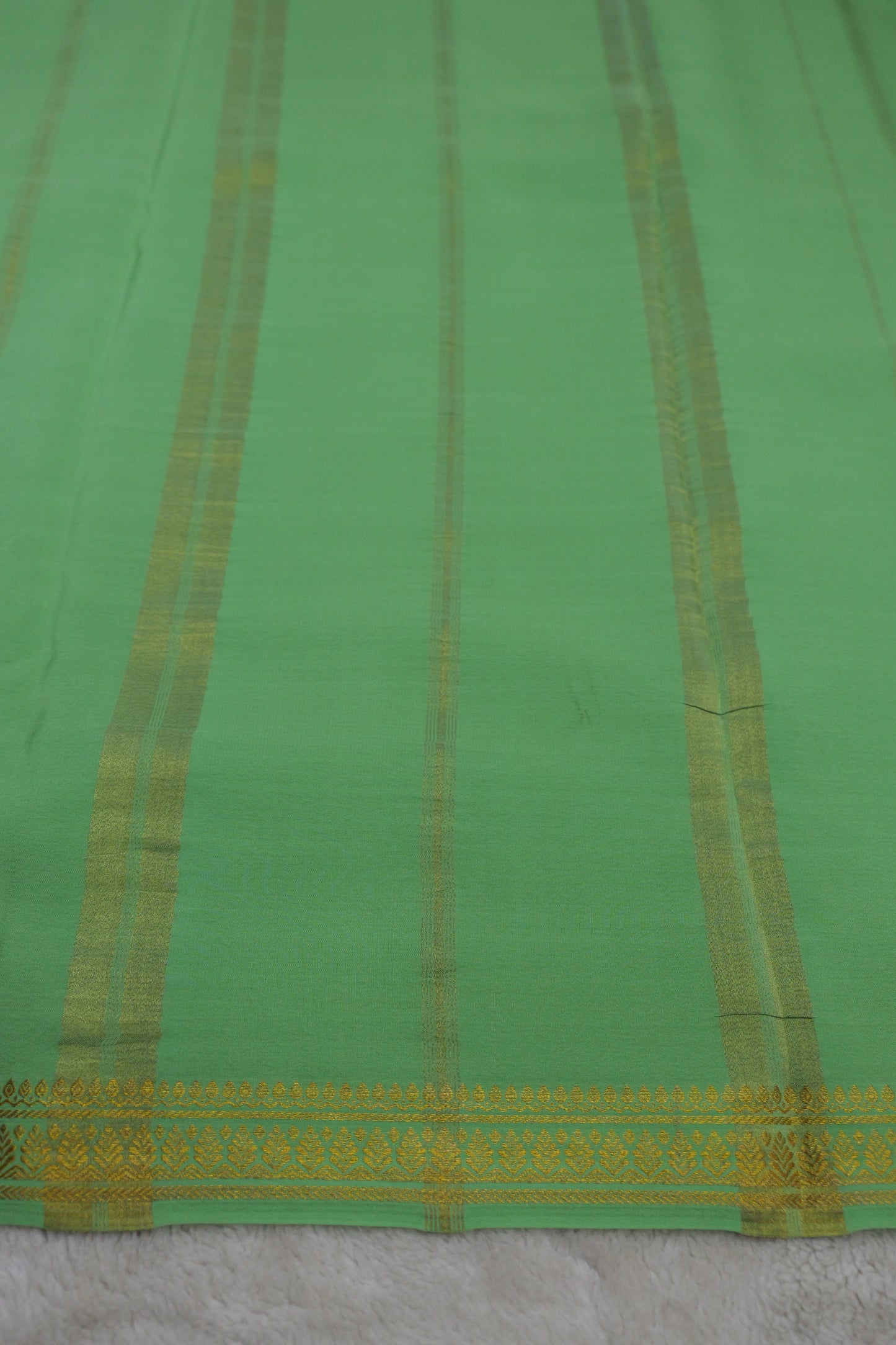 PURE MYSORE SILK SAREES leaf Border (1450785)