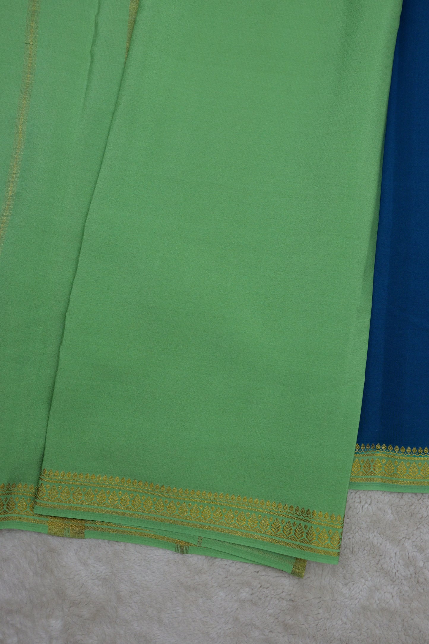 PURE MYSORE SILK SAREES leaf Border (1450785)