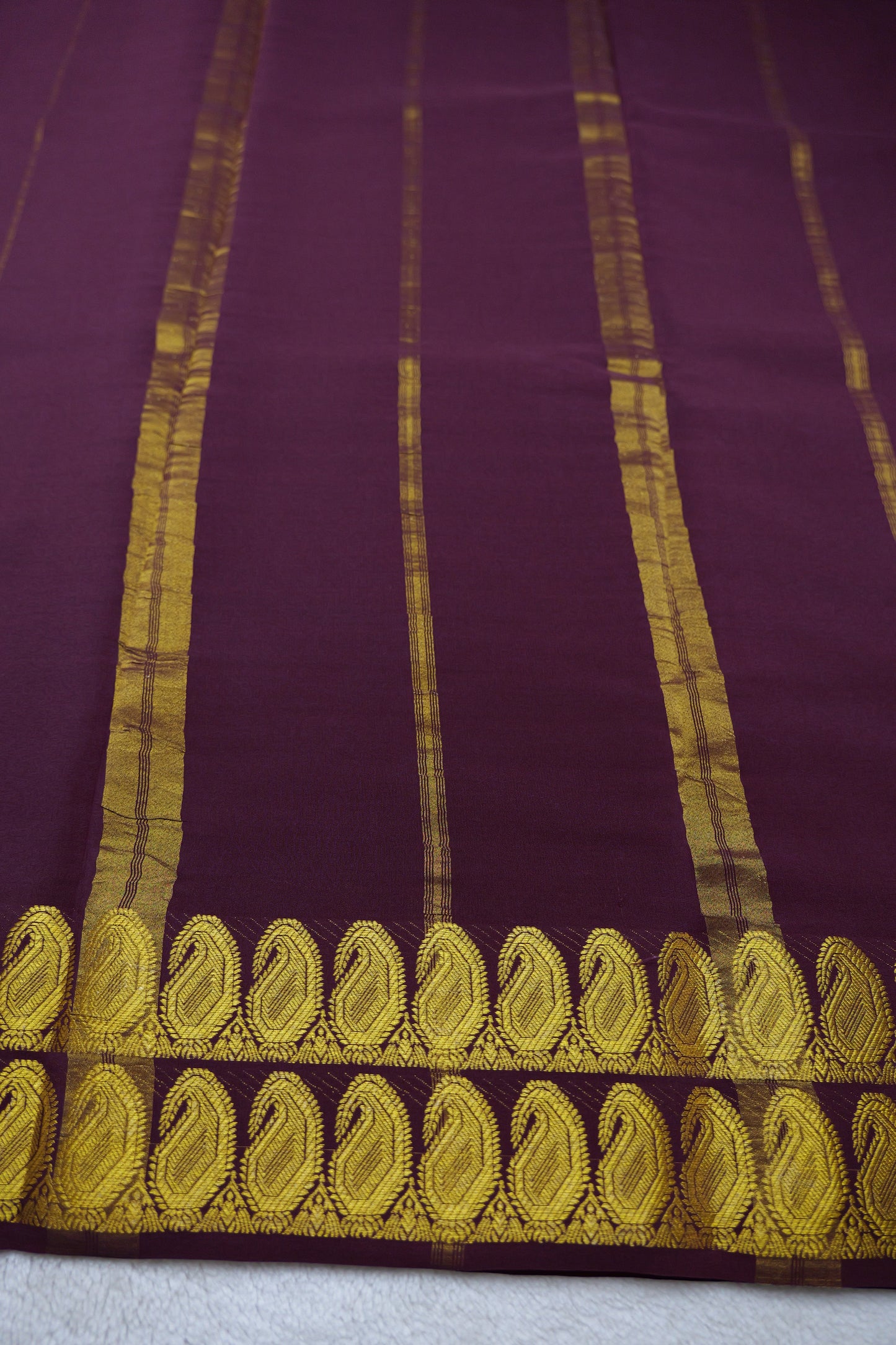 PURE MYSORE SILK SAREES 2 line Mango Border(1454408)