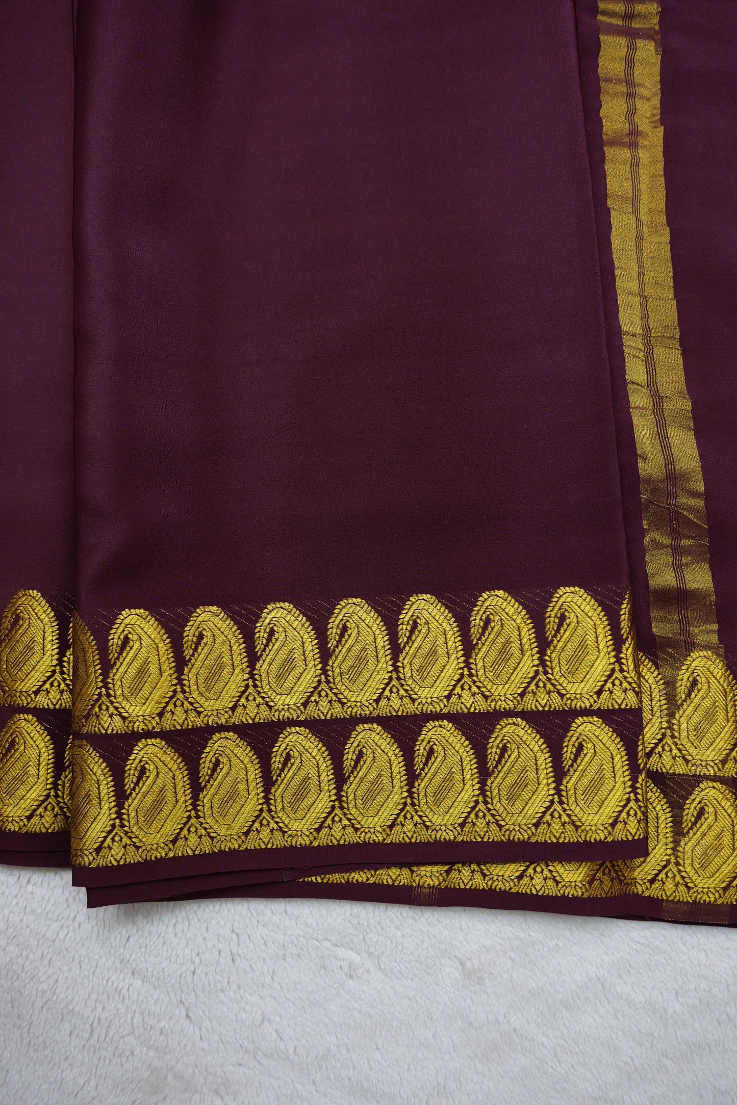 PURE MYSORE SILK SAREES 2 line Mango Border(1454408)
