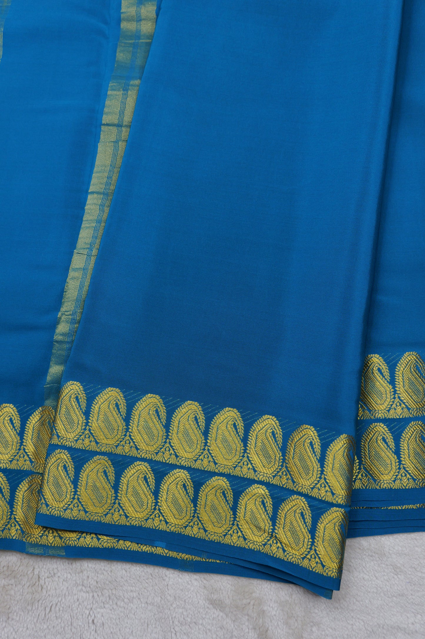 PURE MYSORE SILK SAREES 2 line Mango Border(1454408)