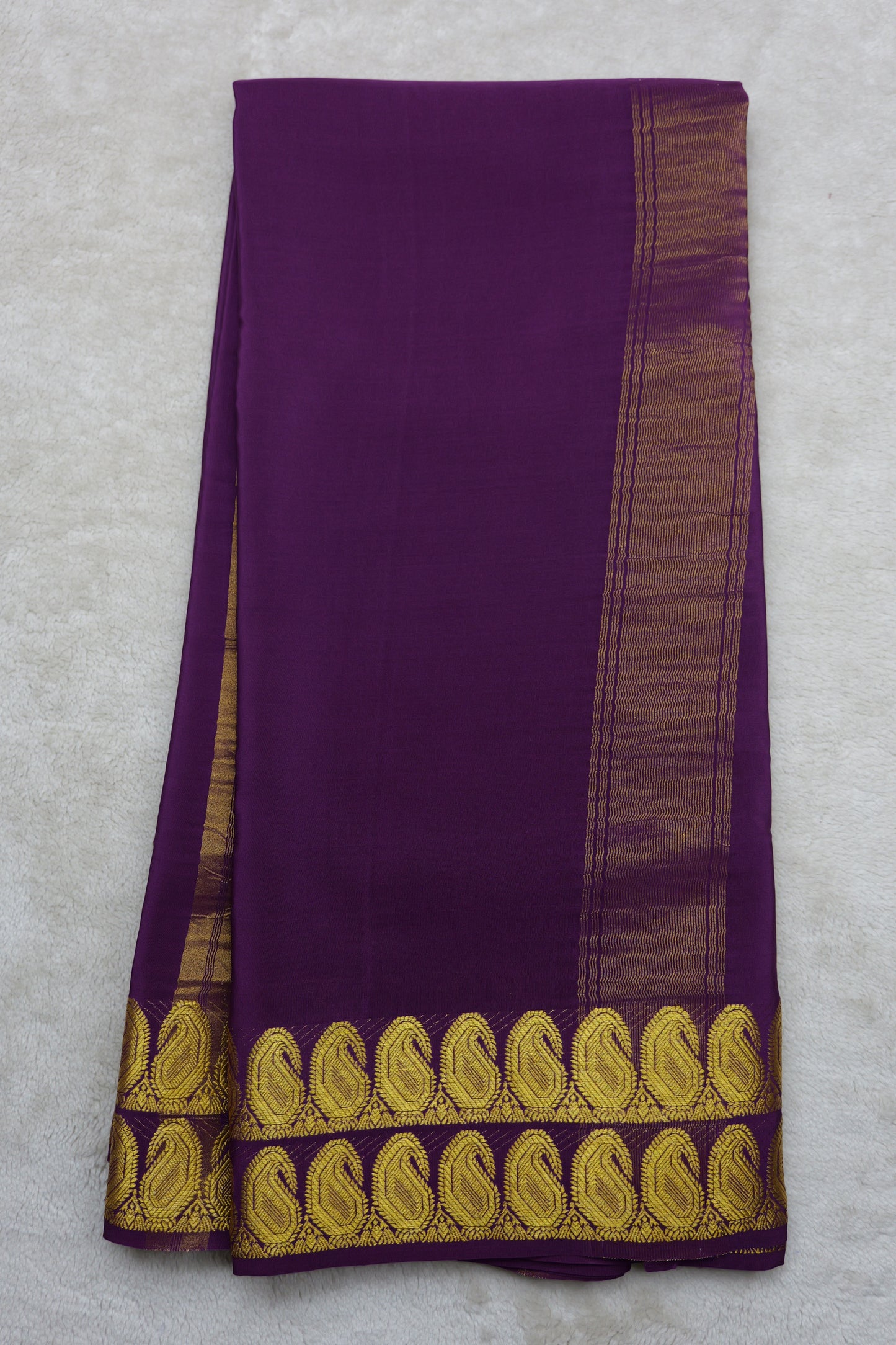 PURE MYSORE SILK SAREES 2 line Mango Border(1454408)