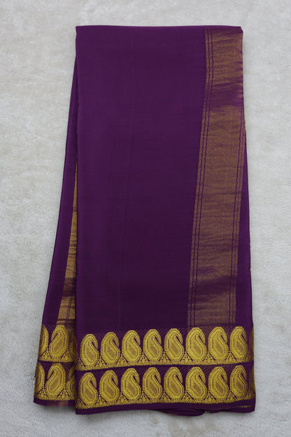 PURE MYSORE SILK SAREES 2 line Mango Border(1454408)