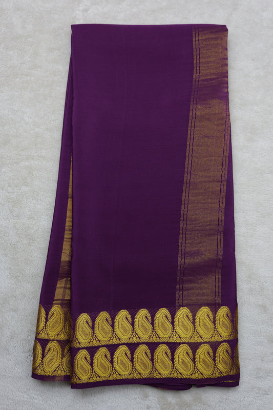 PURE MYSORE SILK SAREES 2 line Mango Border(1454408)