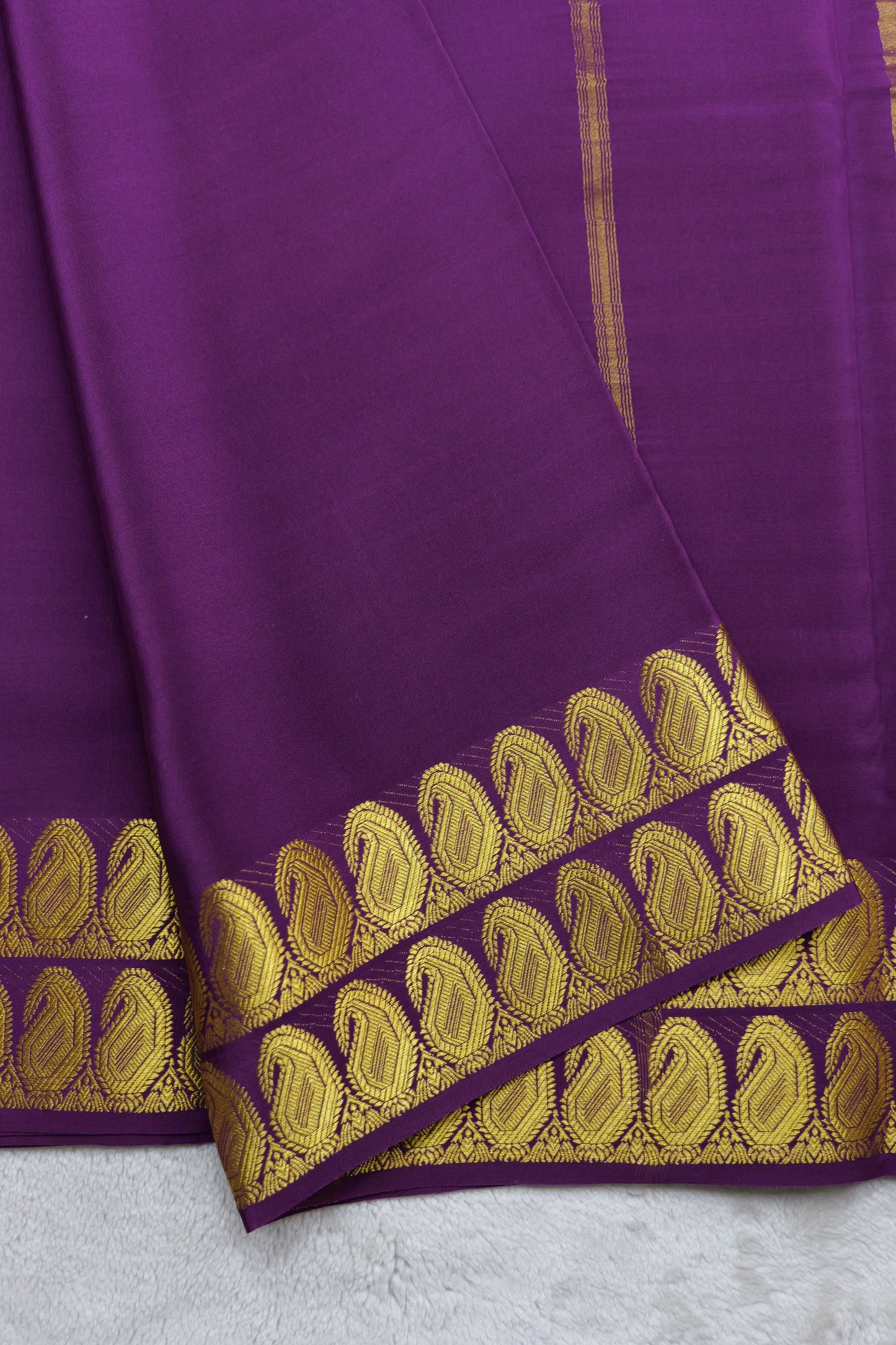 PURE MYSORE SILK SAREES 2 line Mango Border(1454408)