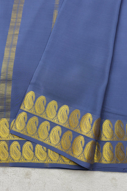 PURE MYSORE SILK SAREES 2 line Mango Border(1454408)