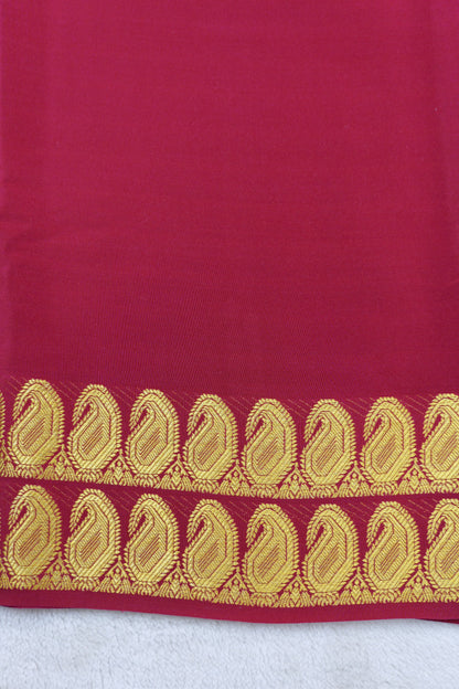 PURE MYSORE SILK SAREES 2 line Mango Border(1454408)