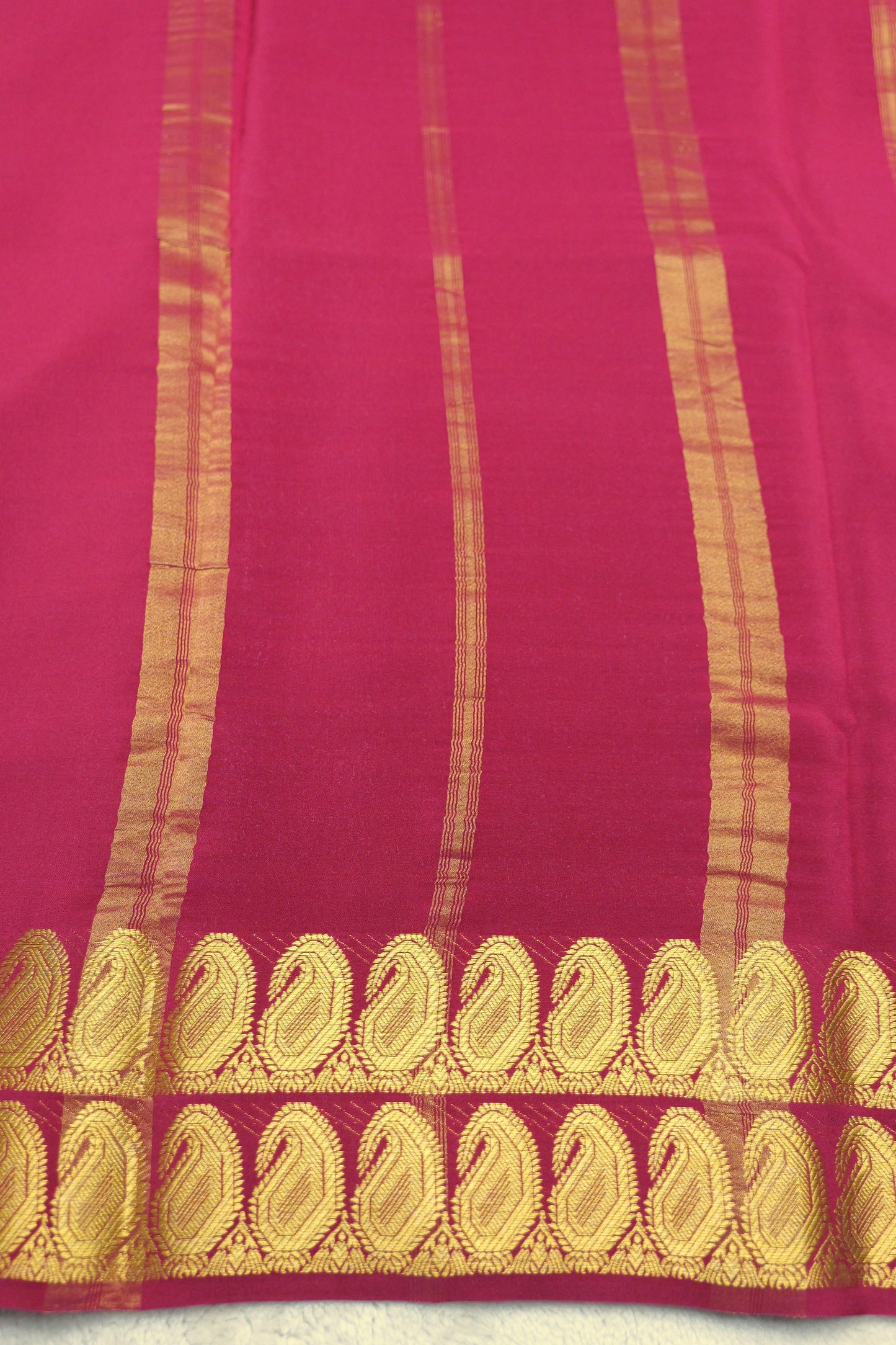 PURE MYSORE SILK SAREES 2 line Mango Border(1454408)