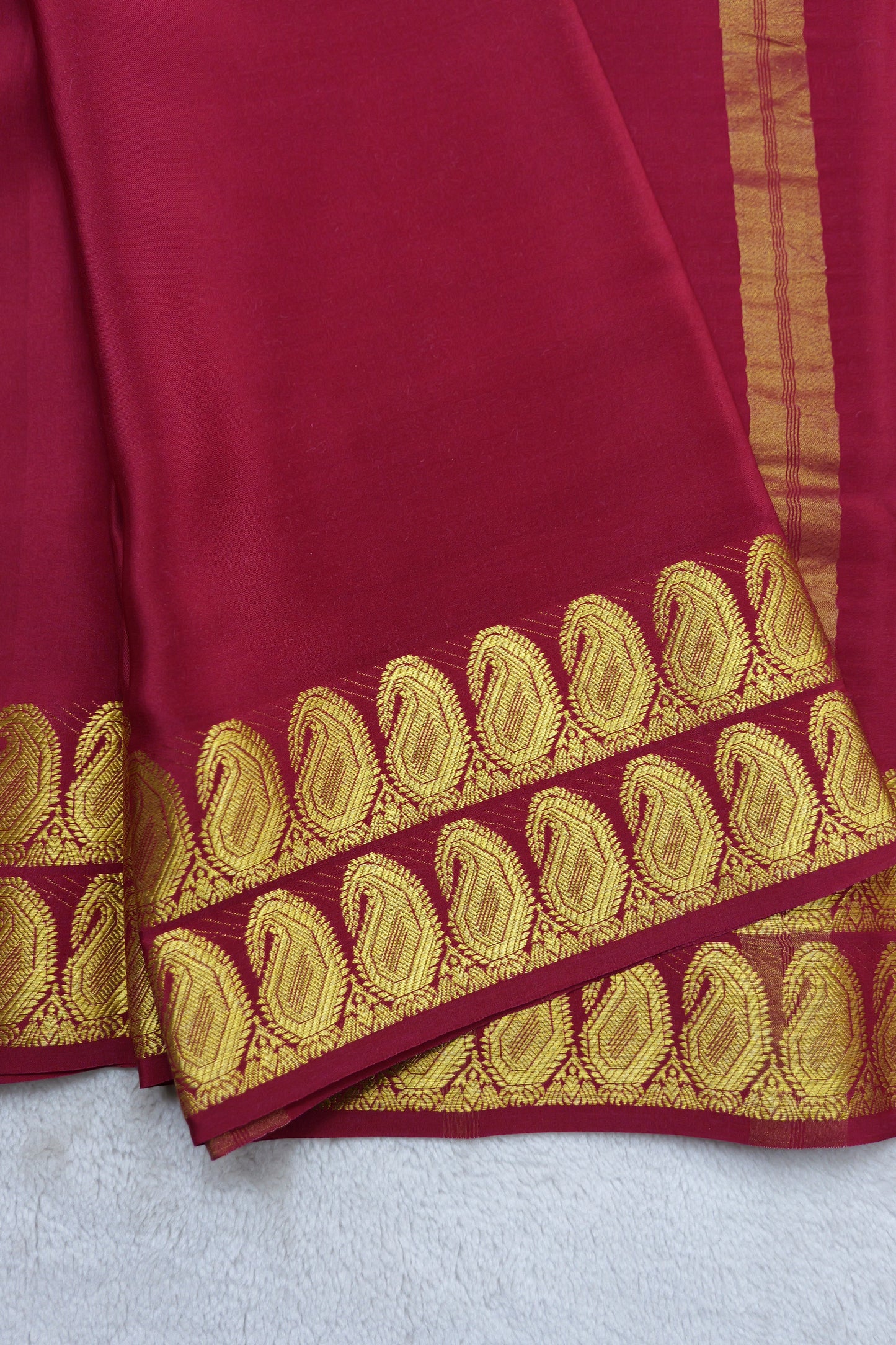 PURE MYSORE SILK SAREES 2 line Mango Border(1454408)
