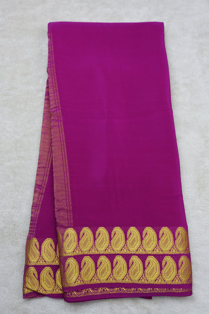 PURE MYSORE SILK SAREES 2 line Mango Border(1454408)