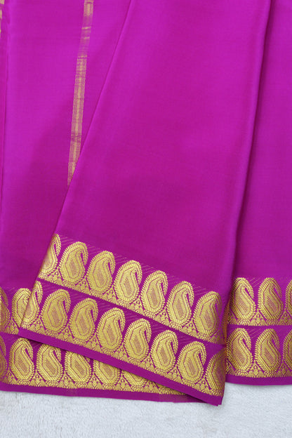 PURE MYSORE SILK SAREES 2 line Mango Border(1454408)