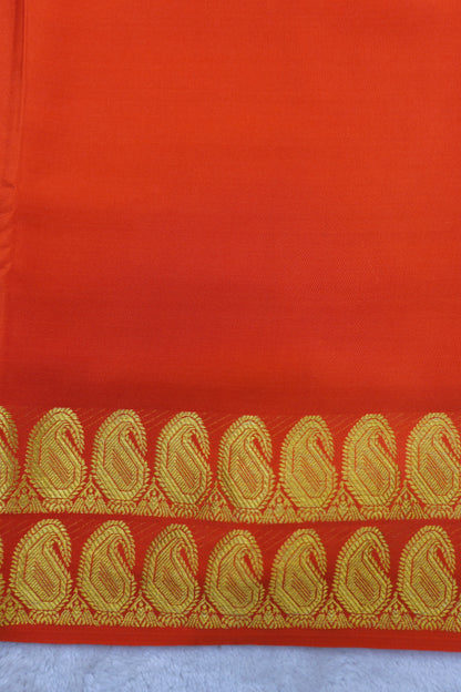 PURE MYSORE SILK SAREES 2 line Mango Border(1454408)