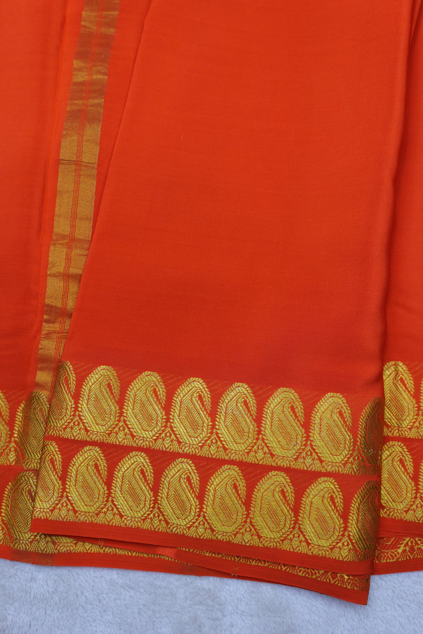 PURE MYSORE SILK SAREES 2 line Mango Border(1454408)