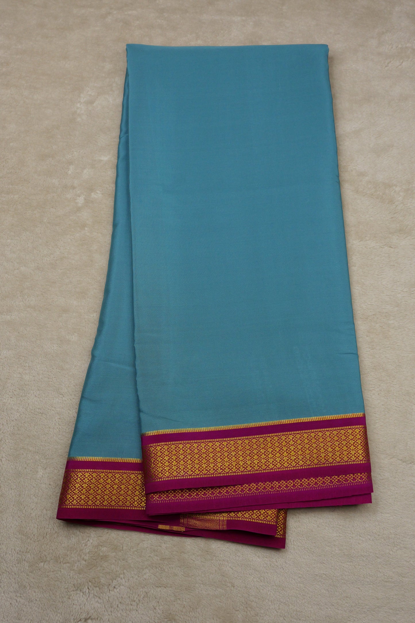 PURE MYSORE SILK SAREES Flower Gatti Border (1452305)