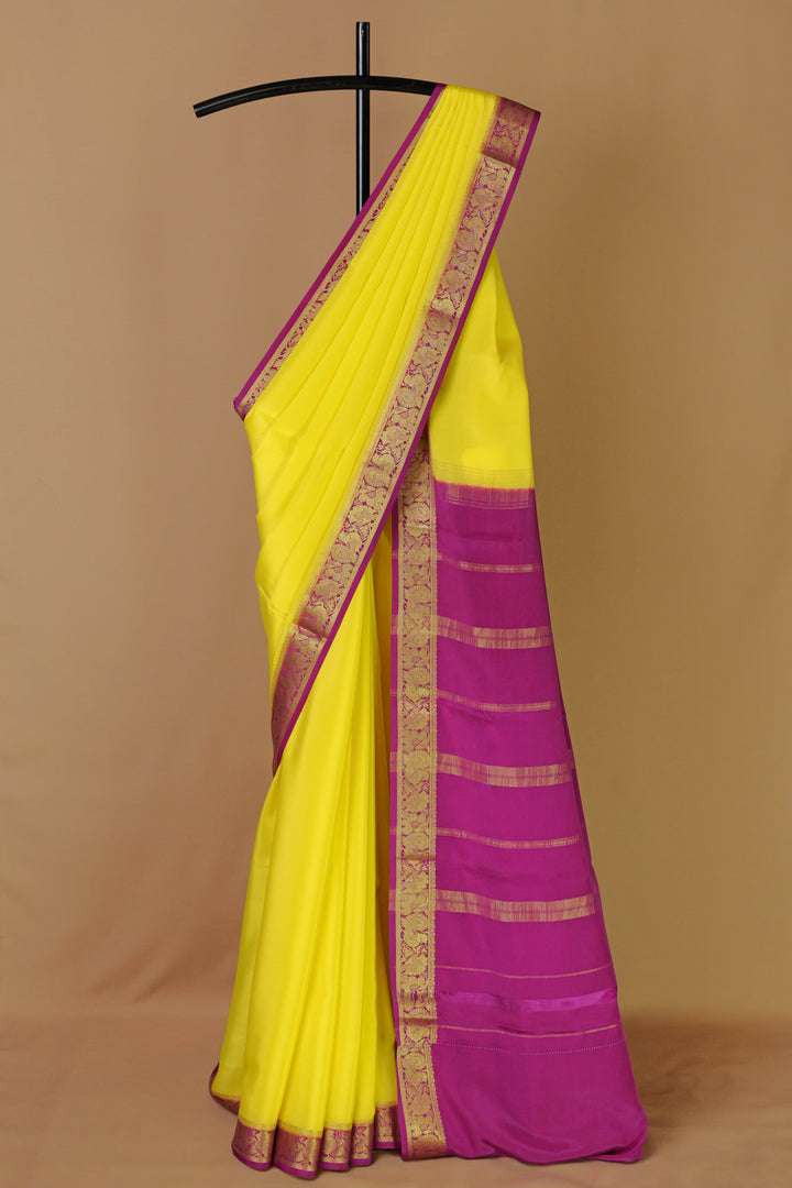 PINK YELLOW MYSORE SILK SAREES