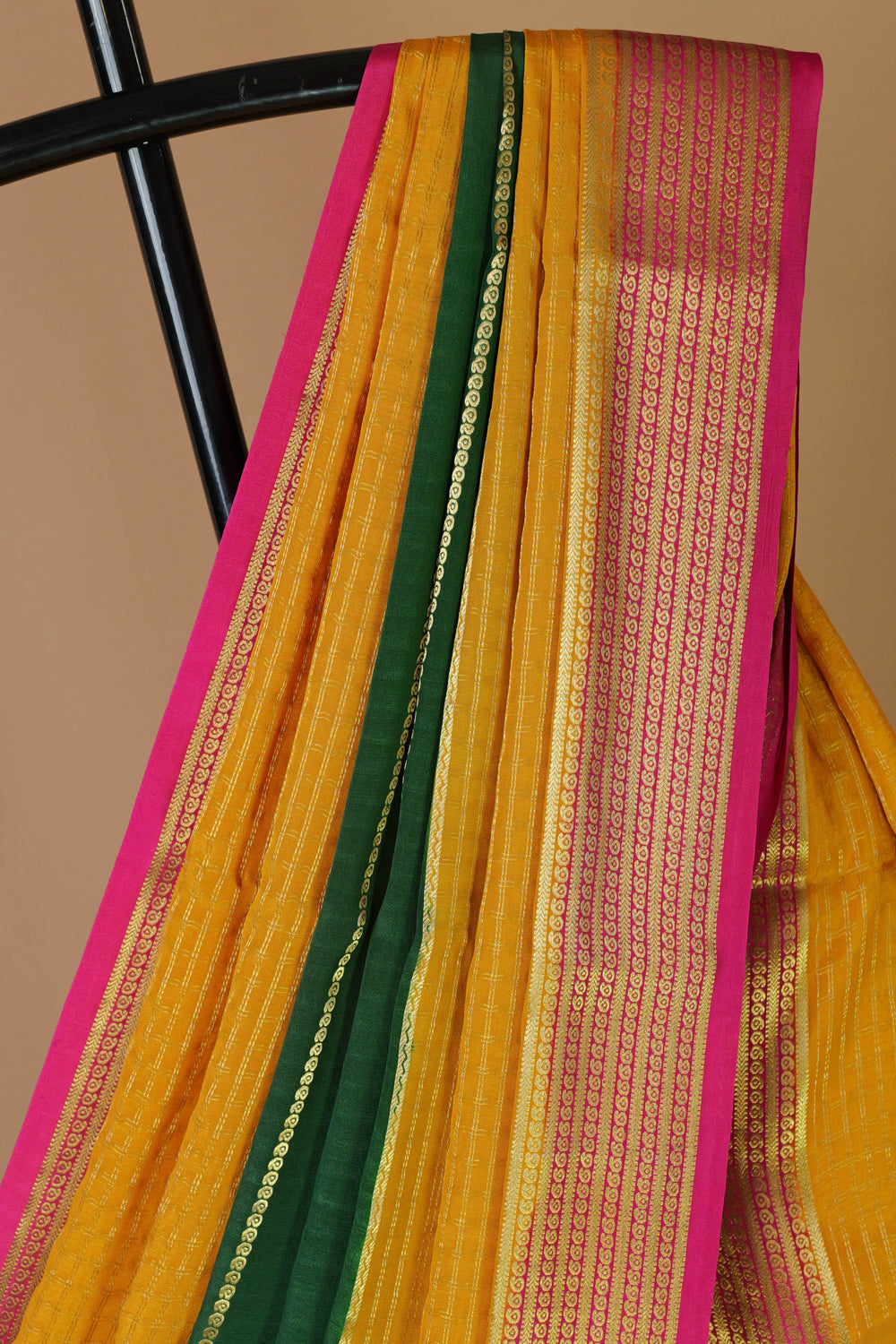 PURE CREPE MYSORE SILK SAREES MUSTARD