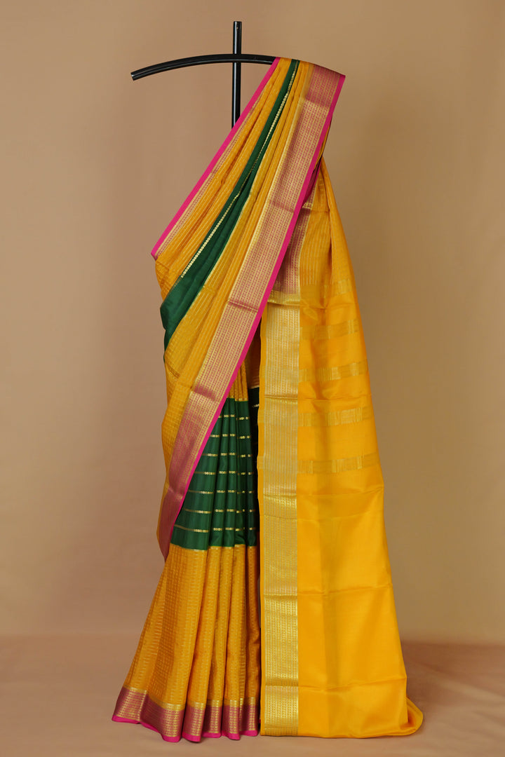 PURE CREPE MYSORE SILK SAREES MUSTARD