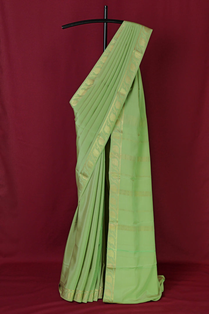 PURE MYSORE SILK SAREE PASTEL GREEN