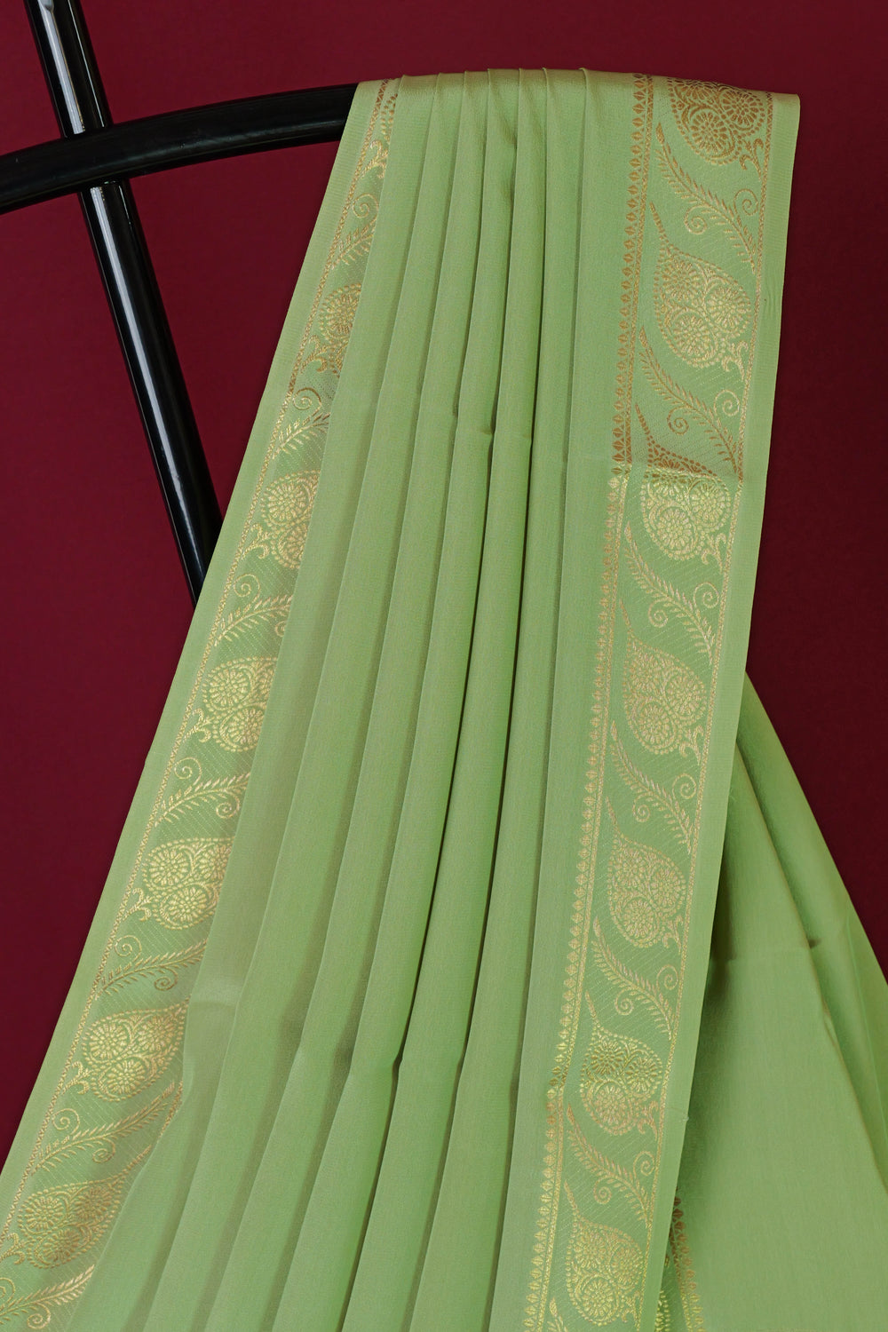 PURE MYSORE SILK SAREE PASTEL GREEN