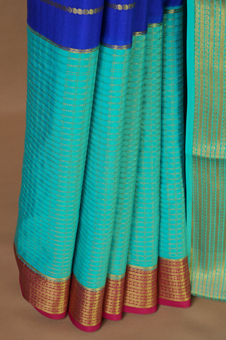 PURE MYSORE CREPE SILK SAREES SKY BLUE