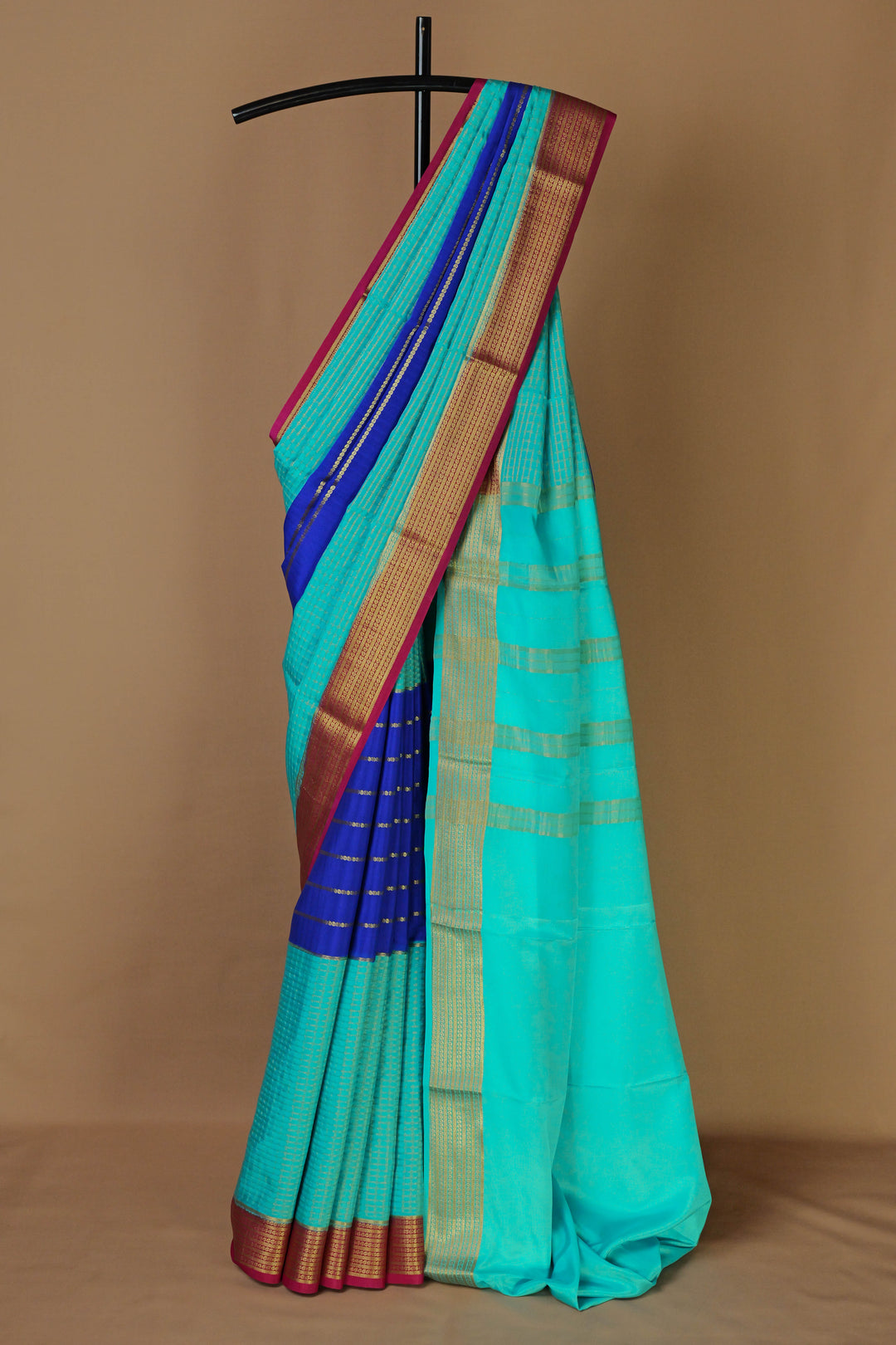 PURE MYSORE CREPE SILK SAREES SKY BLUE