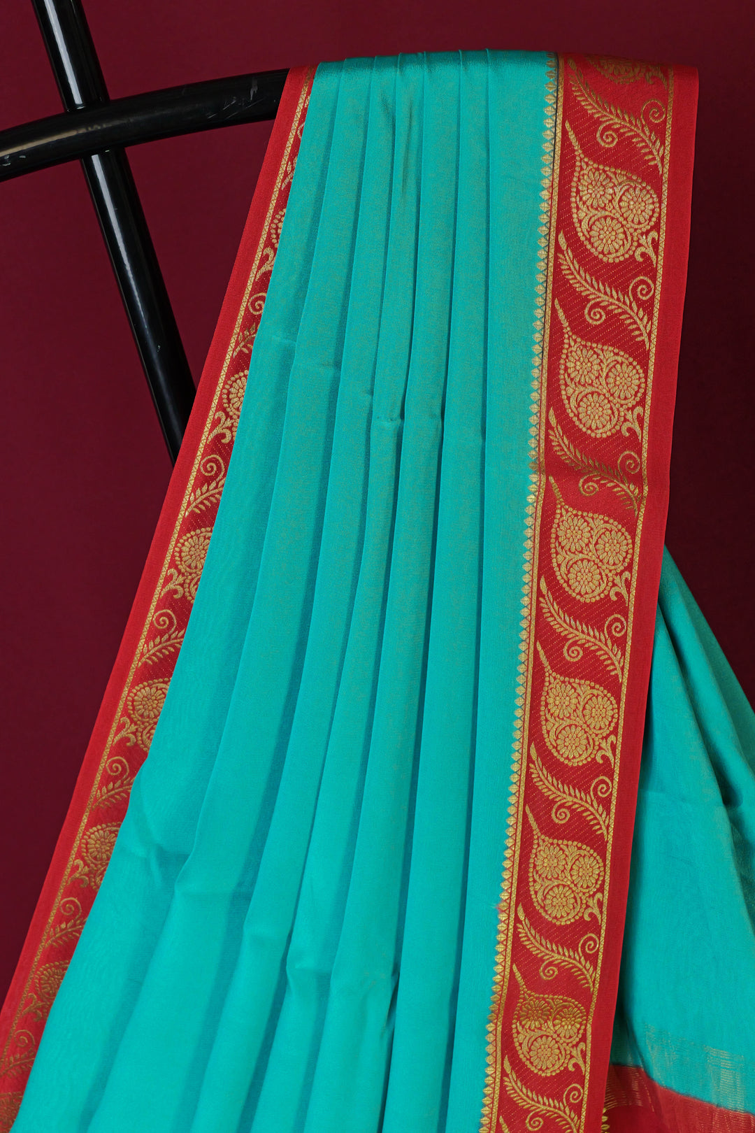 PURE MYSORE SILK SAREE BLUE & RED