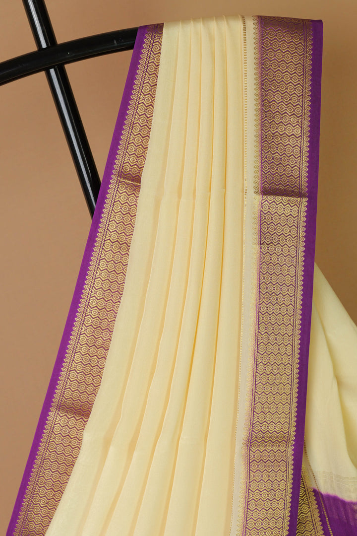 MYSORE CREPE SILK SAREE IN PURPLE BORDER