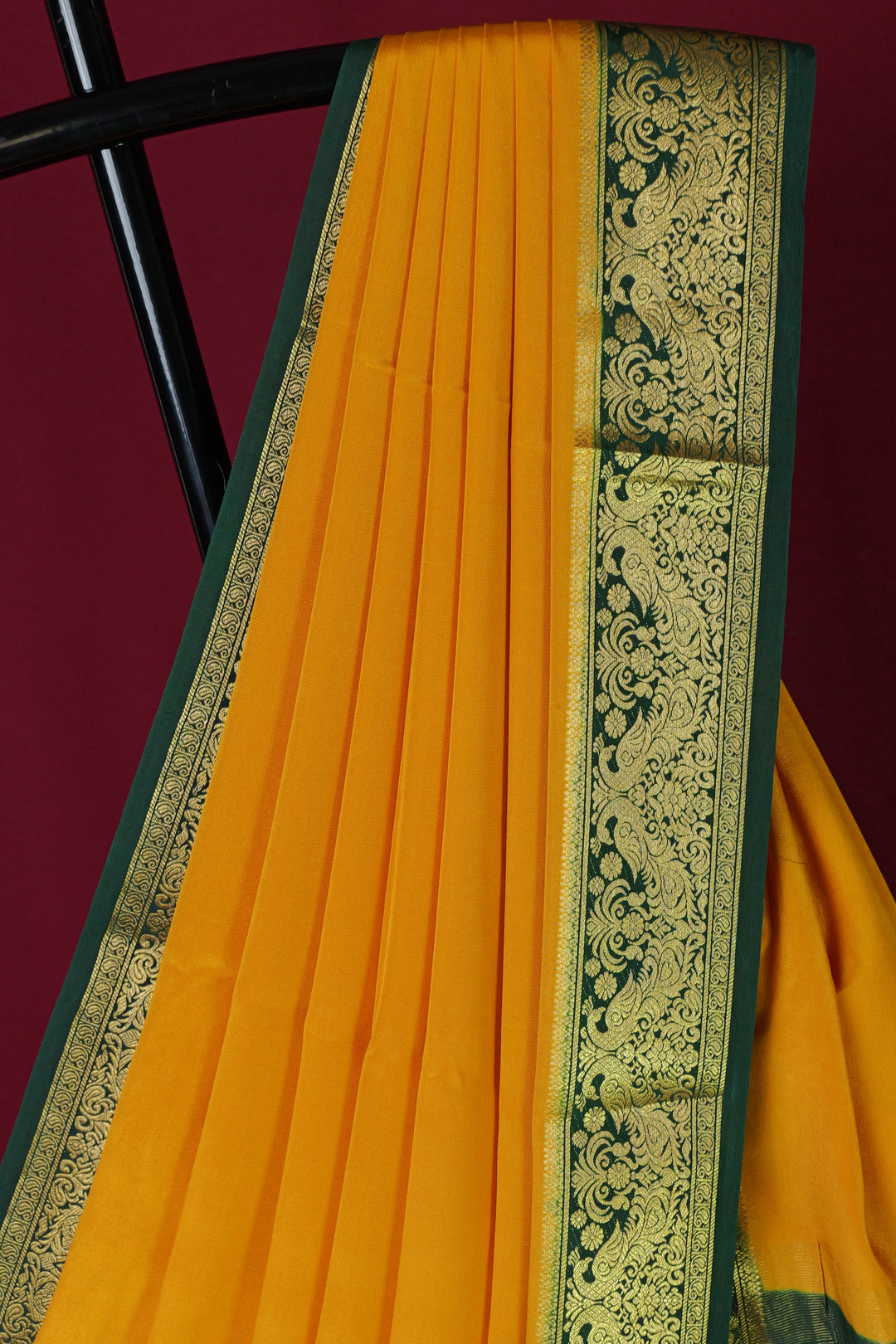 PURE MYSORE SILK SAREE MUSTARD GREEN