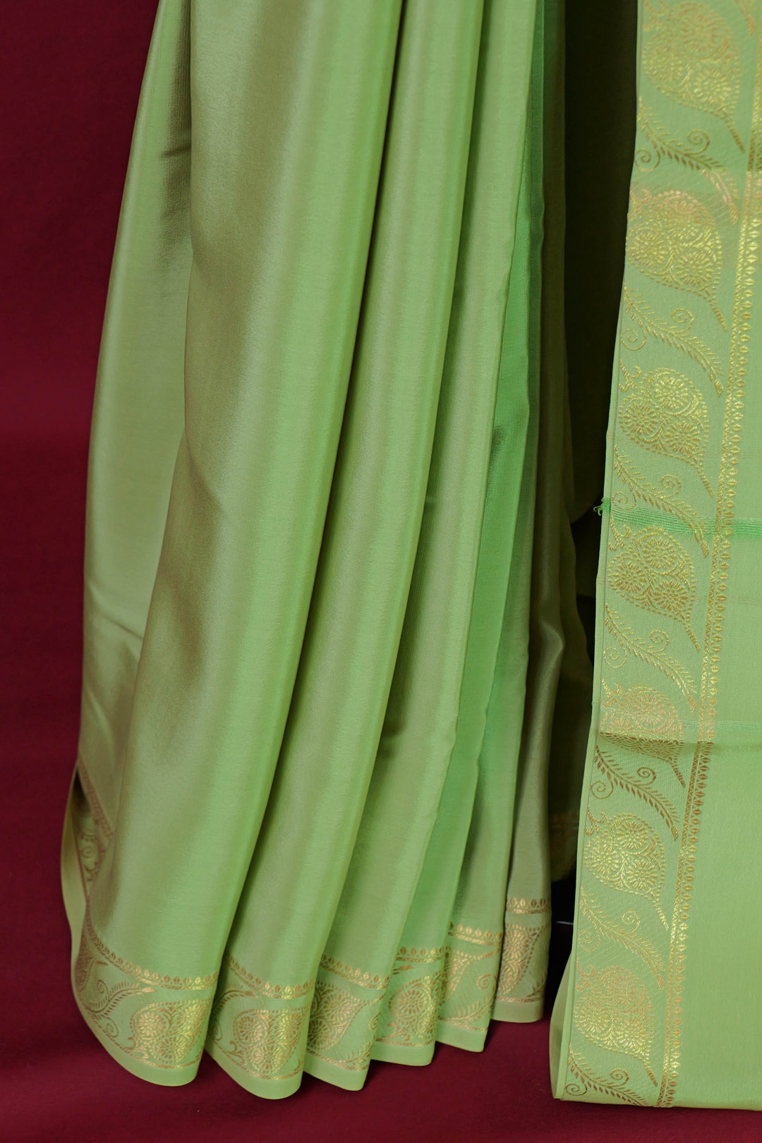 PURE MYSORE SILK SAREE PASTEL GREEN