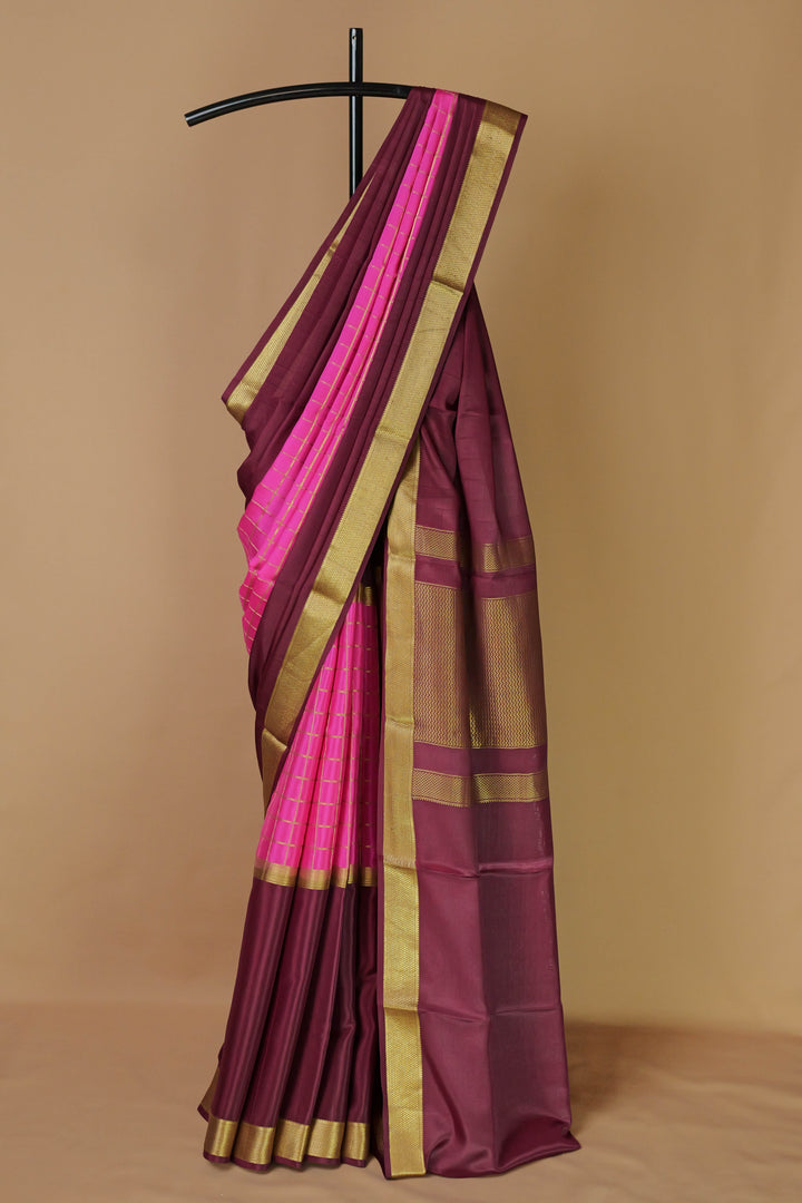 PURE MYSORE SILK SAREES DARK BROWN