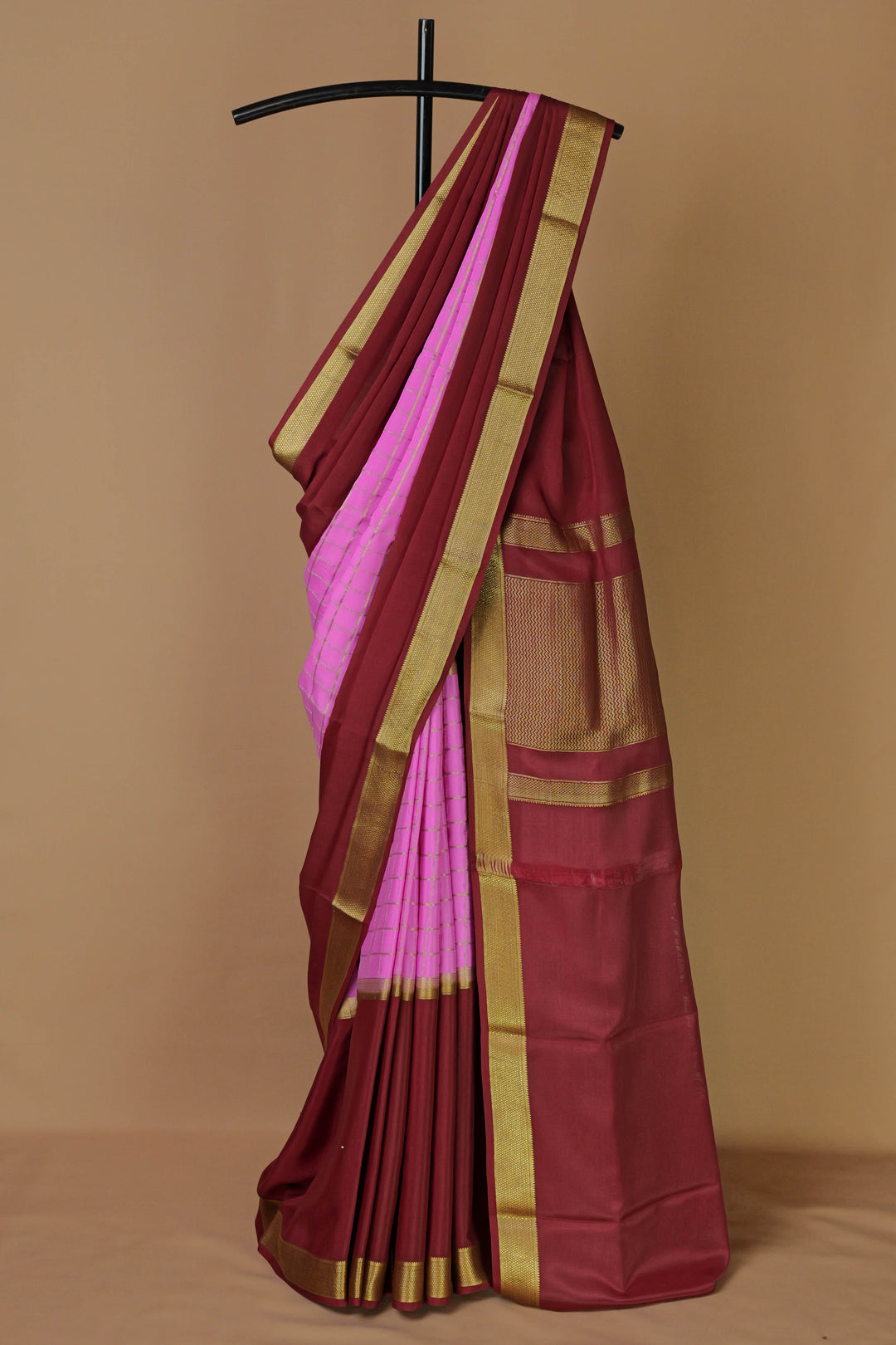 PURE MYSORE SILK SAREES DARK MAROON