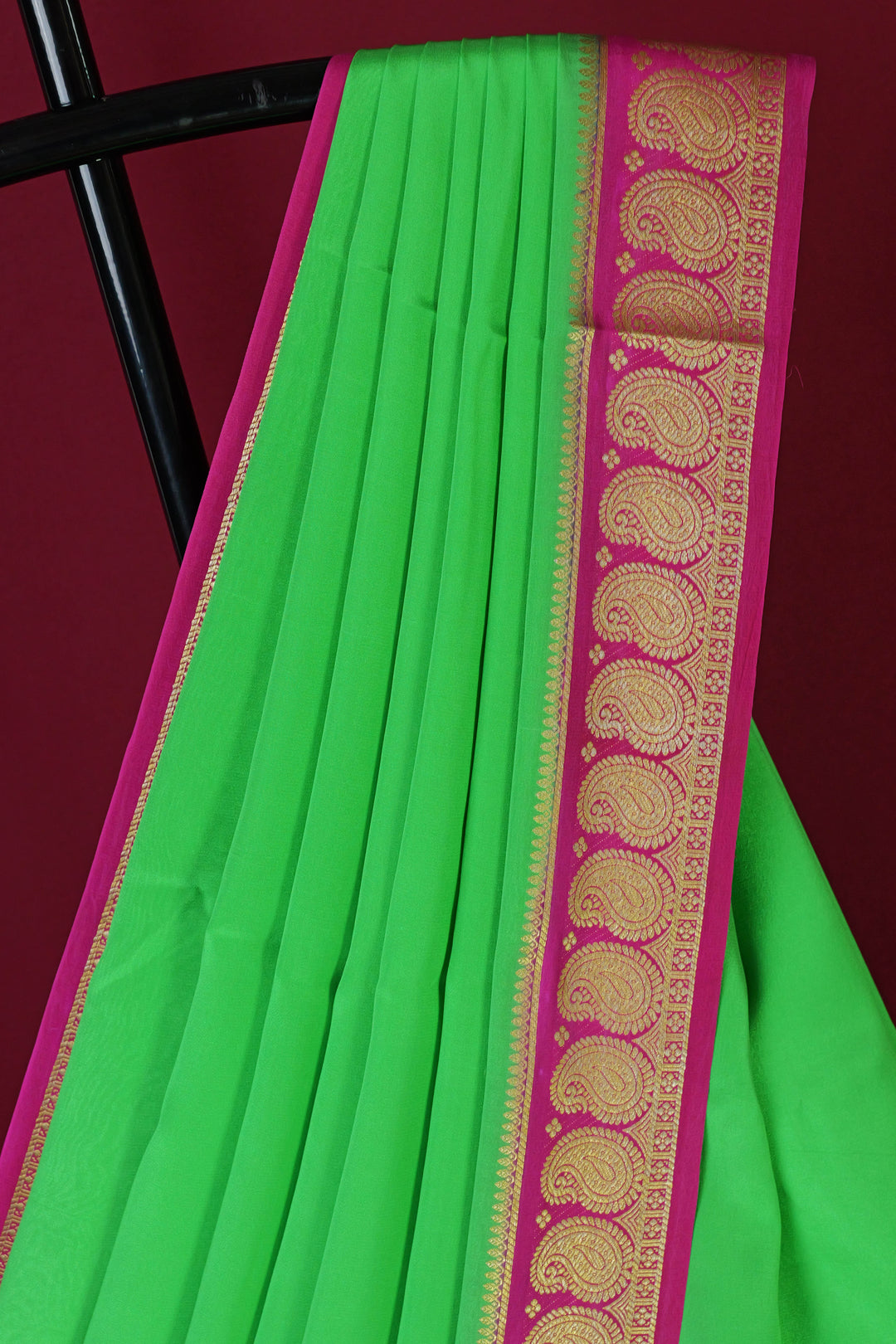 PURE MYSORE SILK SAREE GREEN PINK