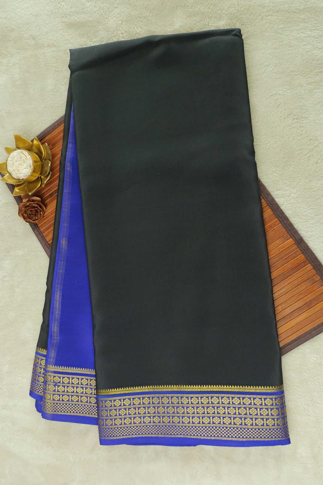 PURE MYSORE SILK SAREES IN BLACK AND BLUE