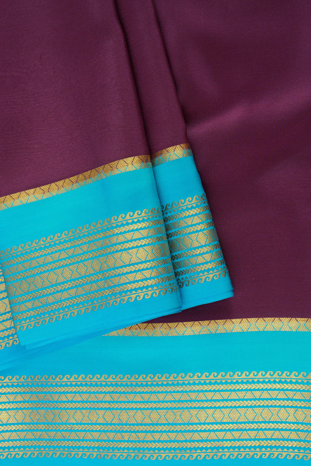 PURE MYSORE SILK SAREES IN MAROON WITH BLUE 