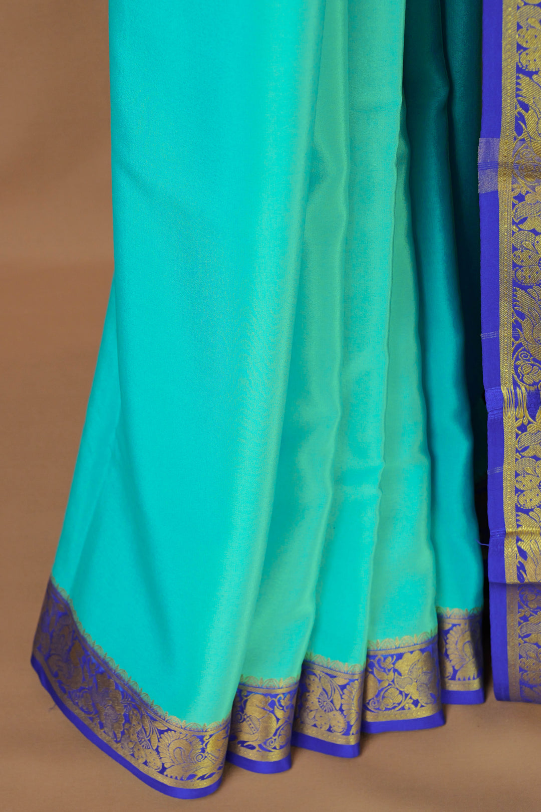 PURE MYSORE SILK SAREE BLUE GREEN