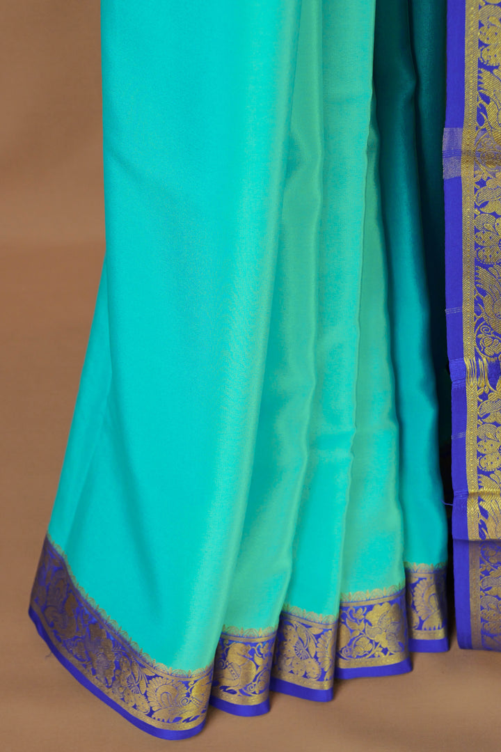 PURE MYSORE SILK SAREE BLUE GREEN