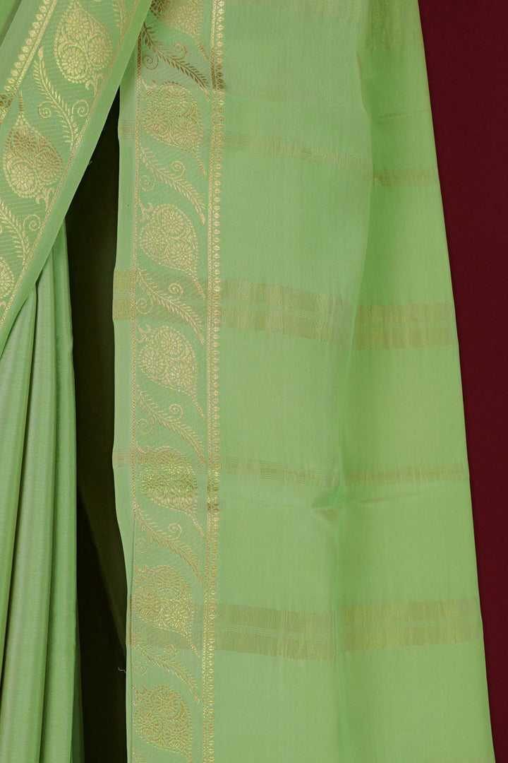 PURE MYSORE SILK SAREE PASTEL GREEN