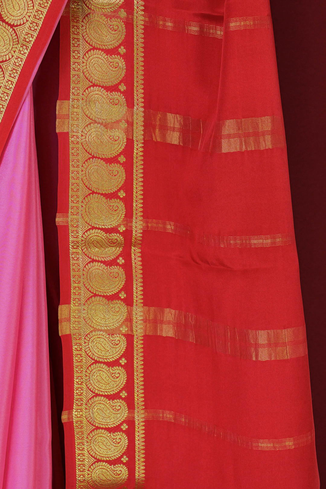 PURE MYSORE SILK SAREE PINK & RED