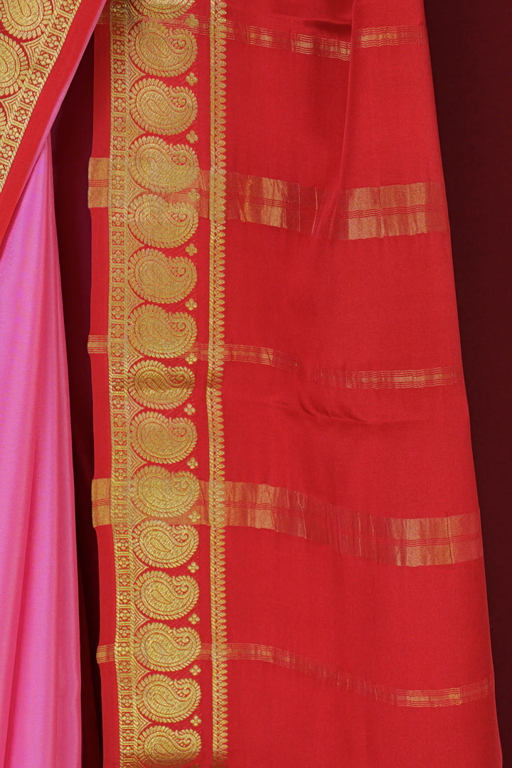 PURE MYSORE SILK SAREE PINK & RED