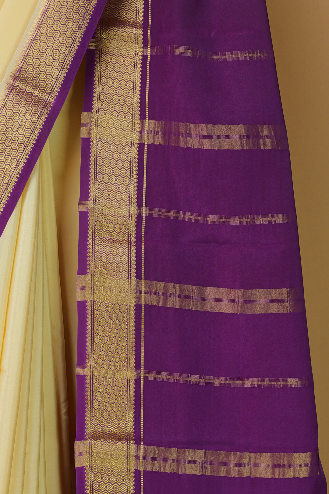 PURPLE PALLU IN MYSORE CREPE SILK SAREE
