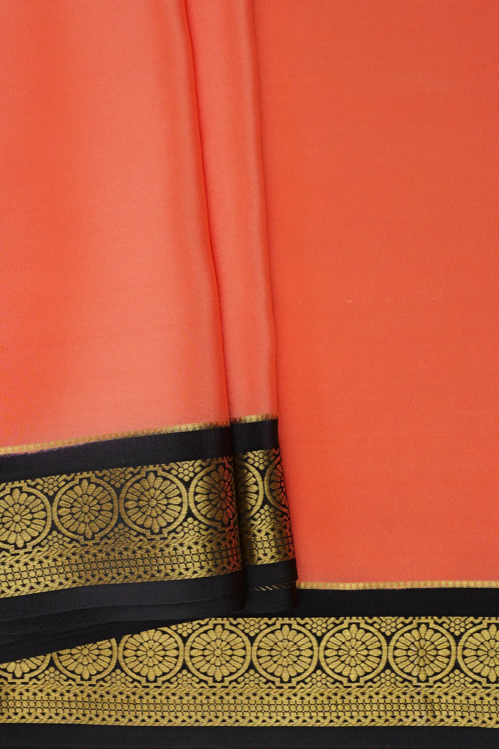 Peach and Black Color Mysore Silk Sarees Collection