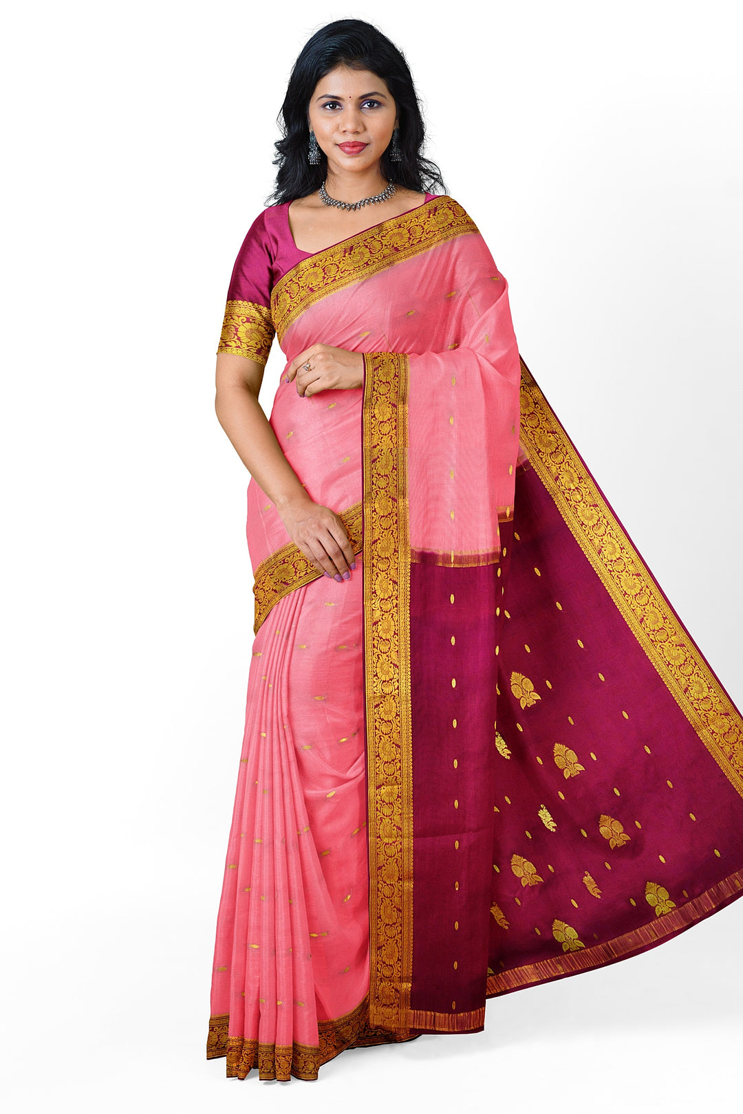 Pink Pure Mysore Crepe Silk Saree | SILK MARK CERTIFIED