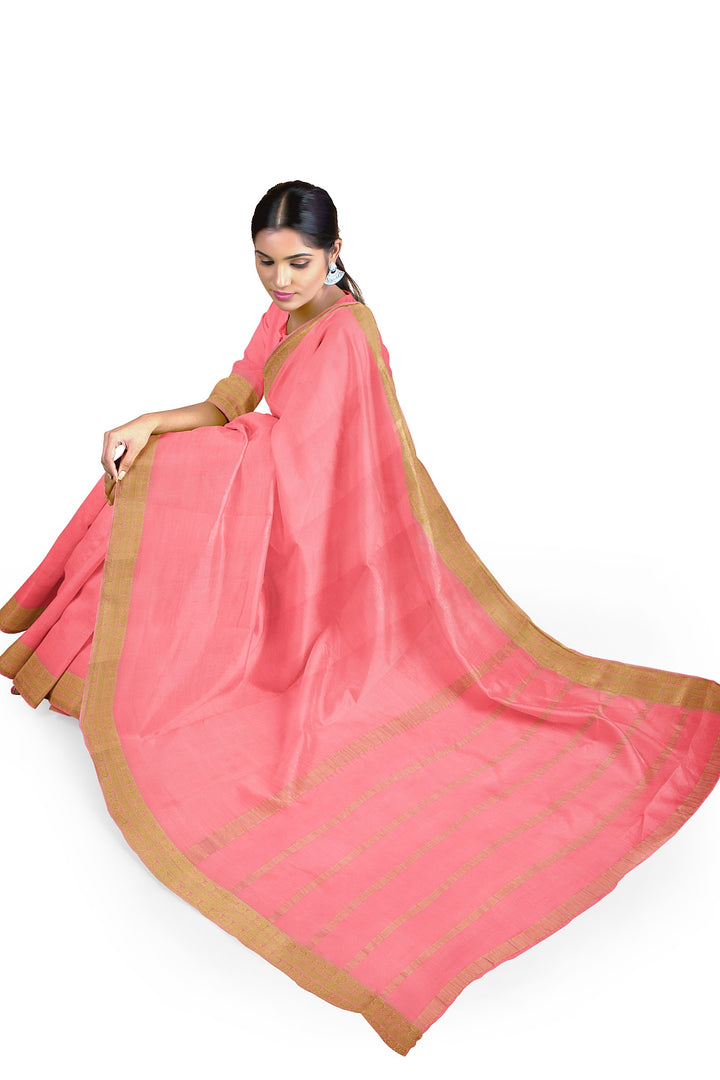 Light Pink Pure Mysore Crepe Silk | SILK MARK CERTIFIED