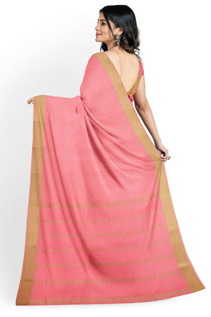 Light Pink Pure Mysore Crepe Silk | SILK MARK CERTIFIED