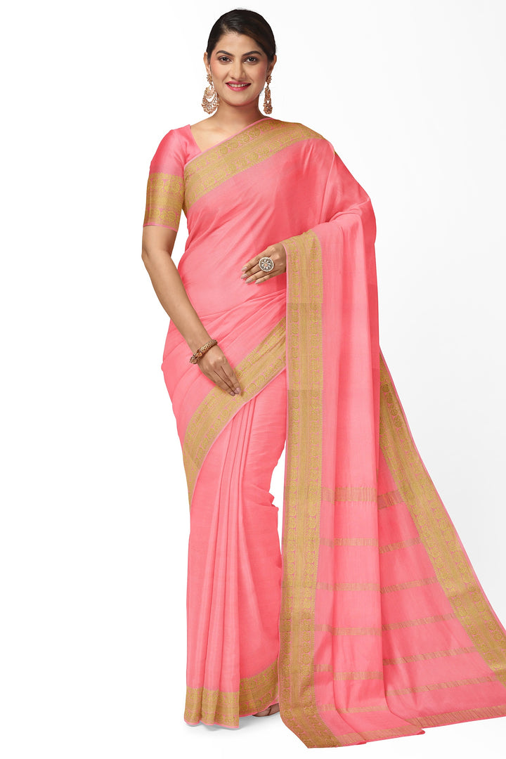 Light Pink Pure Mysore Crepe Silk | SILK MARK CERTIFIED