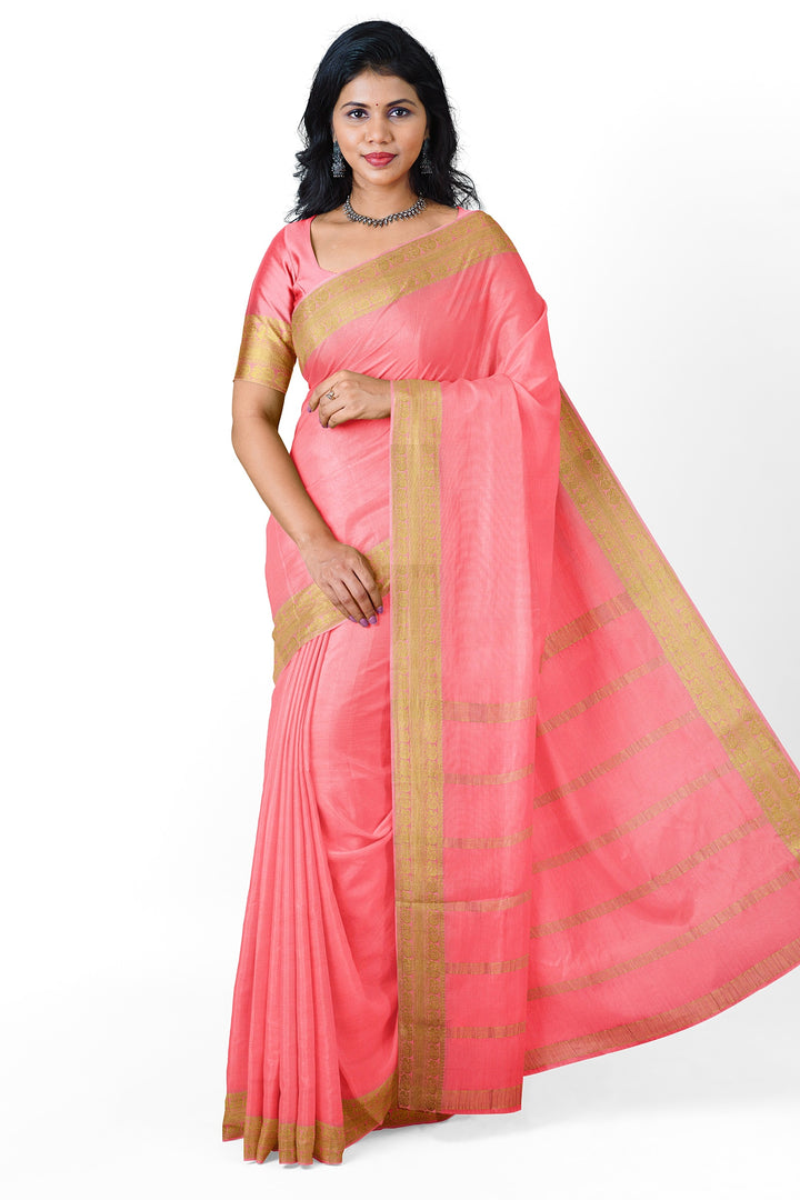 Light Pink Pure Mysore Crepe Silk | SILK MARK CERTIFIED