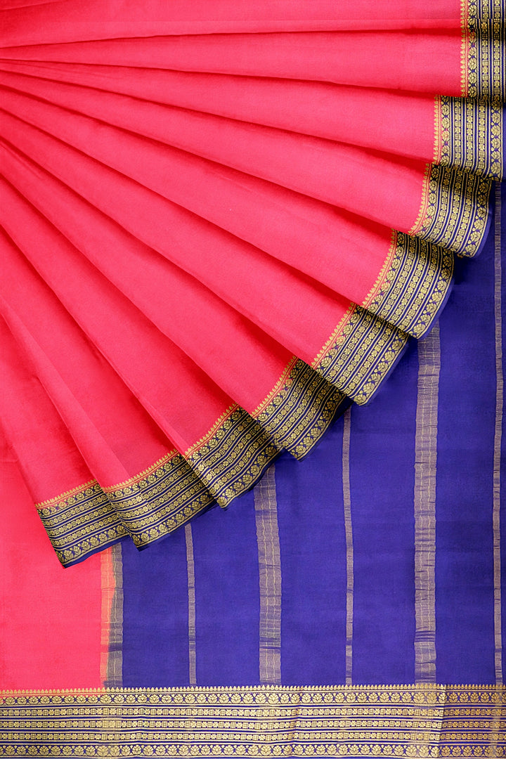 Pink Pure Mysore Crepe Silk Saree | SILK MARK CERTIFIED