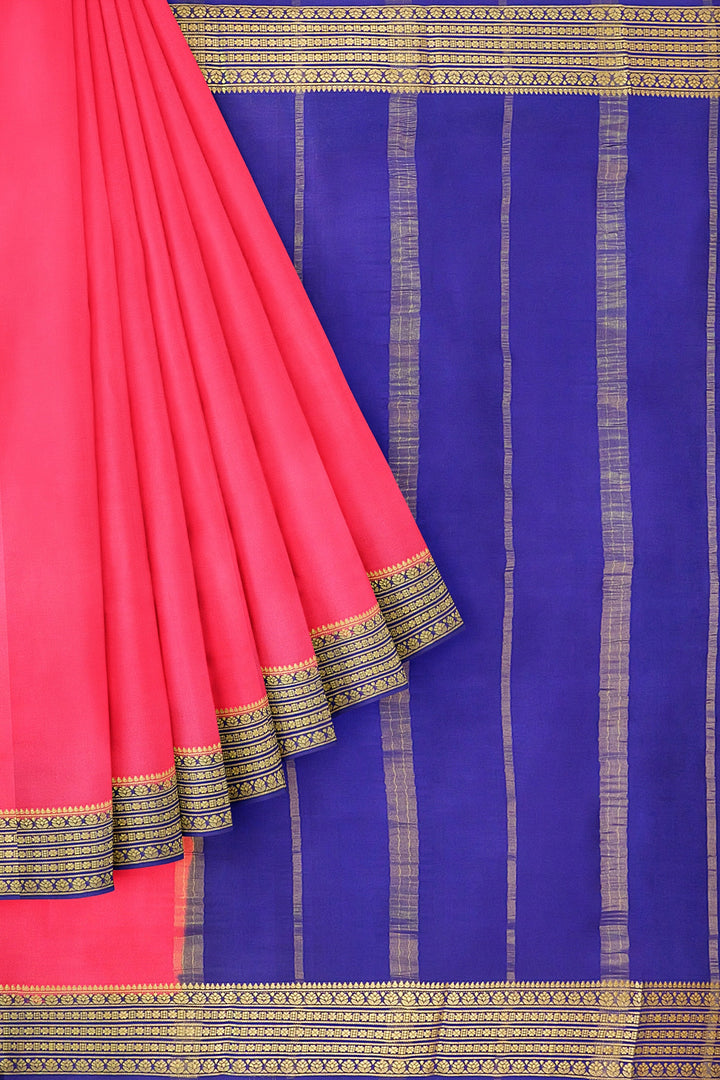 Pink Pure Mysore Crepe Silk Saree | SILK MARK CERTIFIED