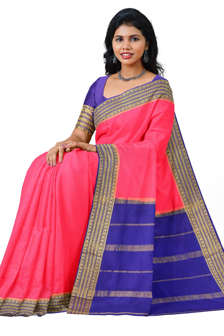 Pink Pure Mysore Crepe Silk Saree | SILK MARK CERTIFIED