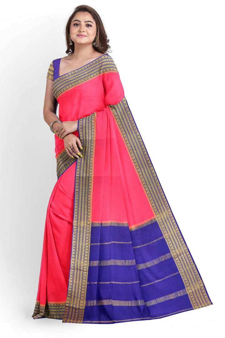 Pink Pure Mysore Crepe Silk Saree | SILK MARK CERTIFIED